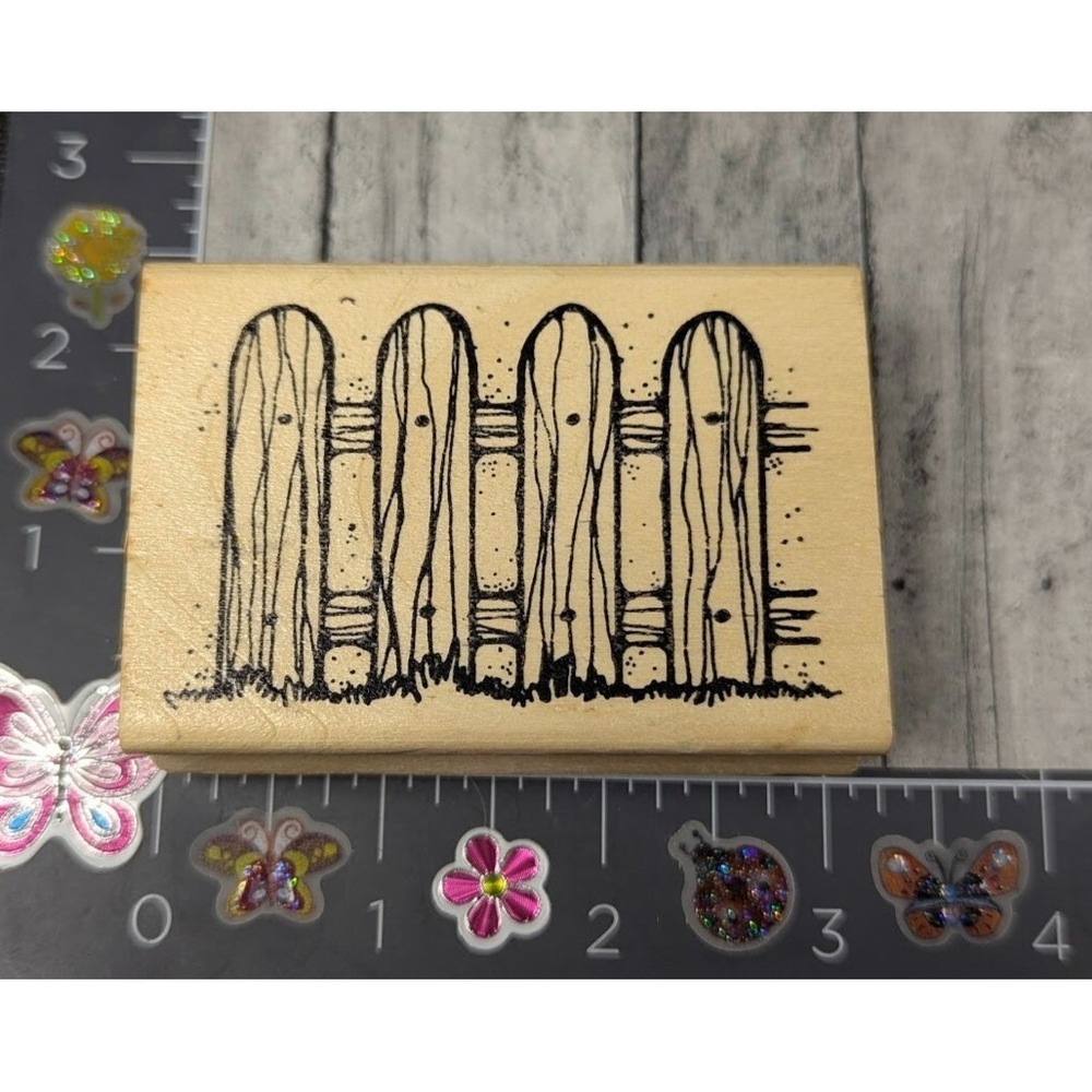 Hooks Lines Inkers Fence K12 1993 Rubber Stamp Wood #K115